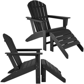 Conjunto de 2 cadeiras de jardim Janis com 2 apoios para os pés Joplin de estilo Adirondack