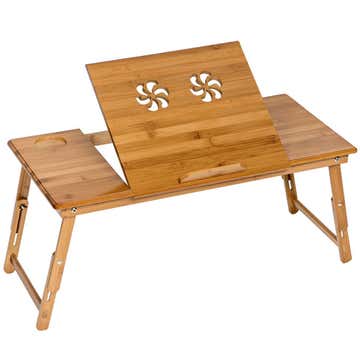 Mesa para portátil de bambu 72 x 35 x 26 cm ajustável