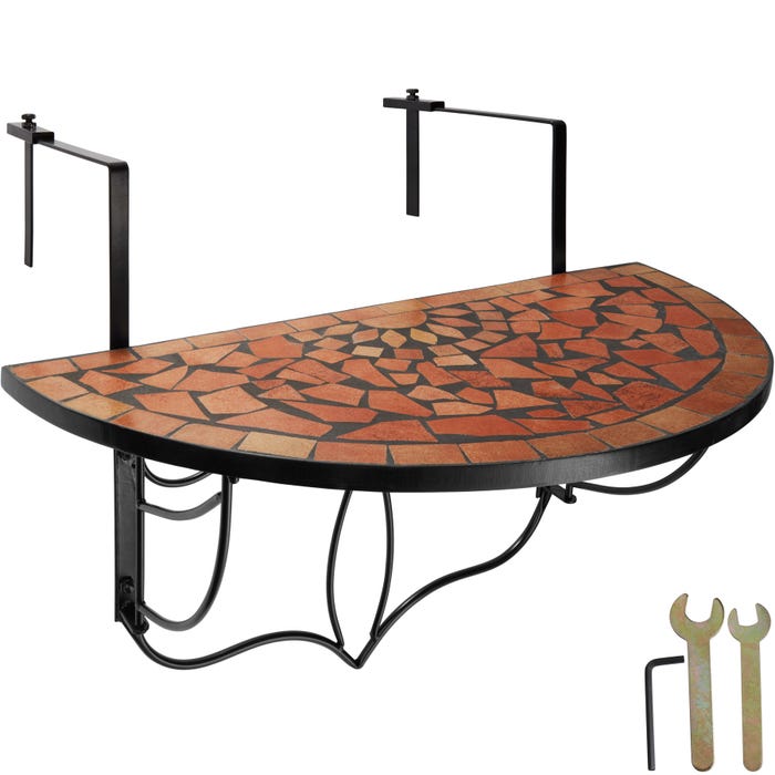 Mesa de varanda dobrável para vasos de mosaico 75x65x62cm