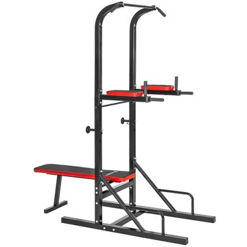 Máquina de musculação multi-estação com barra para elevações e banco de treino Reeves